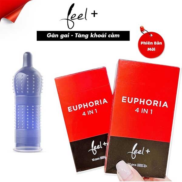 Bao cao su Feel Euphoria gân gai kéo dài hương dâu siêu mỏng