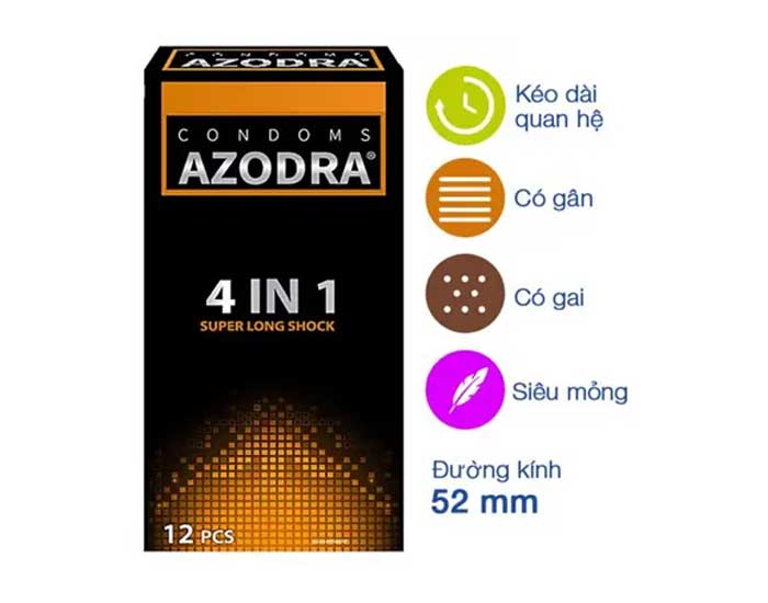 Bao cao su AZODRA 4in1 gai gân kéo dài thời gian quan hệ
