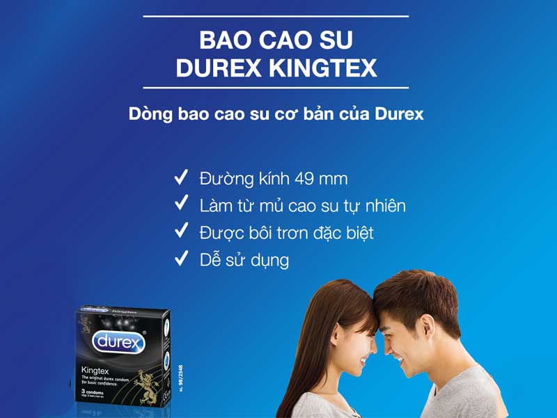 Bao Cao Su Durex Kingtex 49mm Ôm Sát Tăng Khoái Cảm An Toàn