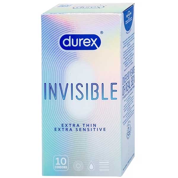 Bao Cao Su Durex Invisible Siêu Mỏng Ôm Khít Hộp 10 Cái Dễ Chịu 