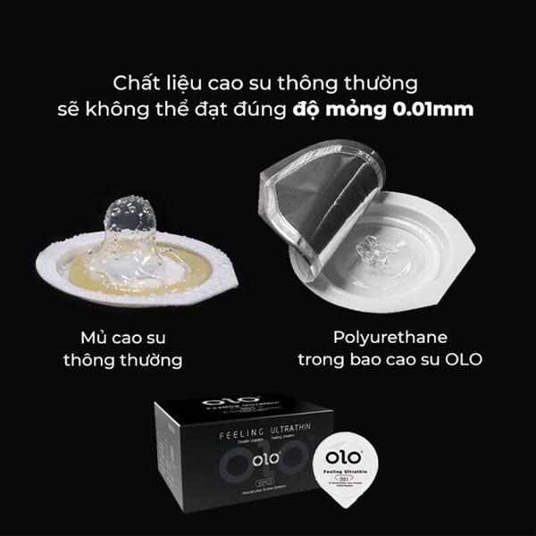 Bao cao su OLO 0.01 siêu mỏng hương Vani tăng khoái cảm hộp 10