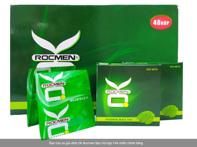 Bao cao su OK Rocmen 52mm bạc hà gel nhiều, siêu mát lạnh