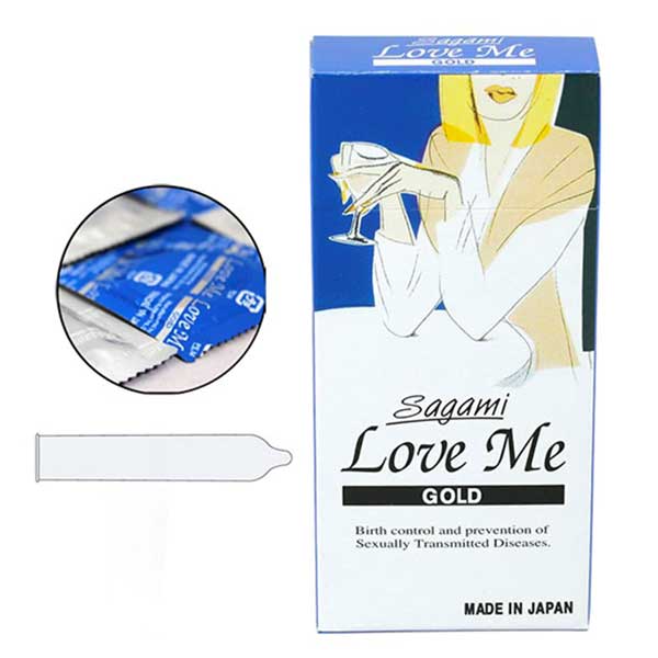 Bao cao su Sagami Love Me Gold 0.03mm siêu mỏng thoáng khí bền