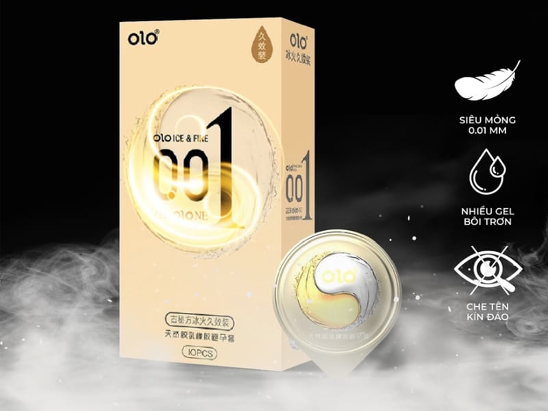 Bao cao su OLO Long Box Ice Fire siêu mỏng gel bôi trơn kéo dài