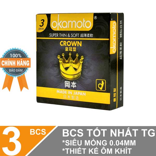 Bao cao su Okamoto Crown siêu mỏng 0.04mm mềm mại tự nhiên