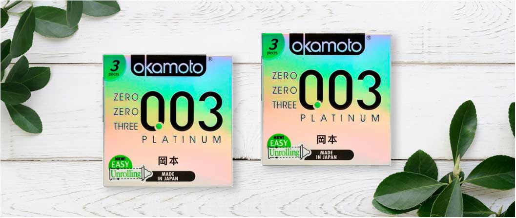 Bao cao su Okamoto 0.03 Platinum siêu mỏng gel nhiều