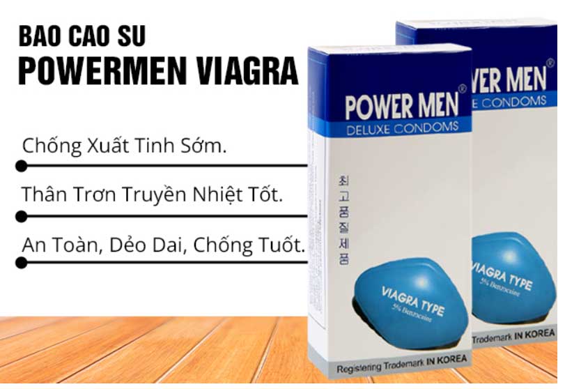 Bao cao su Powermen Viagra siêu mỏng kéo dài quan hệ an toàn Hàn Quốc