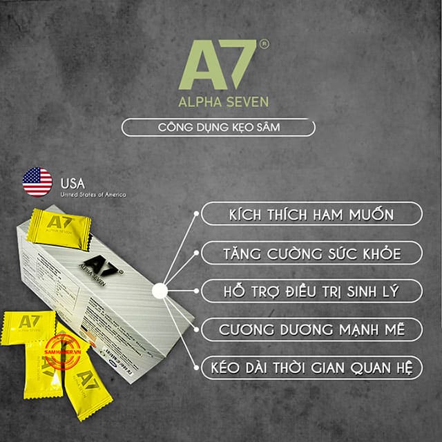 Kẹo cường dương A7 USA tăng sinh lý tăng cường sung mãn lâm trận