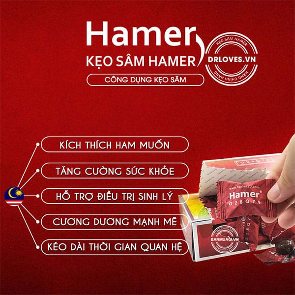 Kẹo Nhân Sâm Hamer Mỹ Tăng Sinh Lý Phái Mạnh Chất Lượng Cao