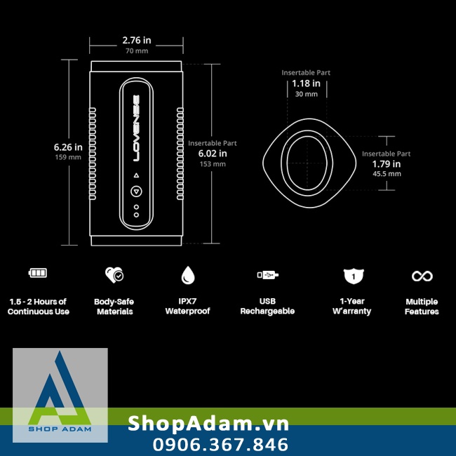Âm đạo giả rung co bóp sưởi ấm Lovense Calor cao cấp