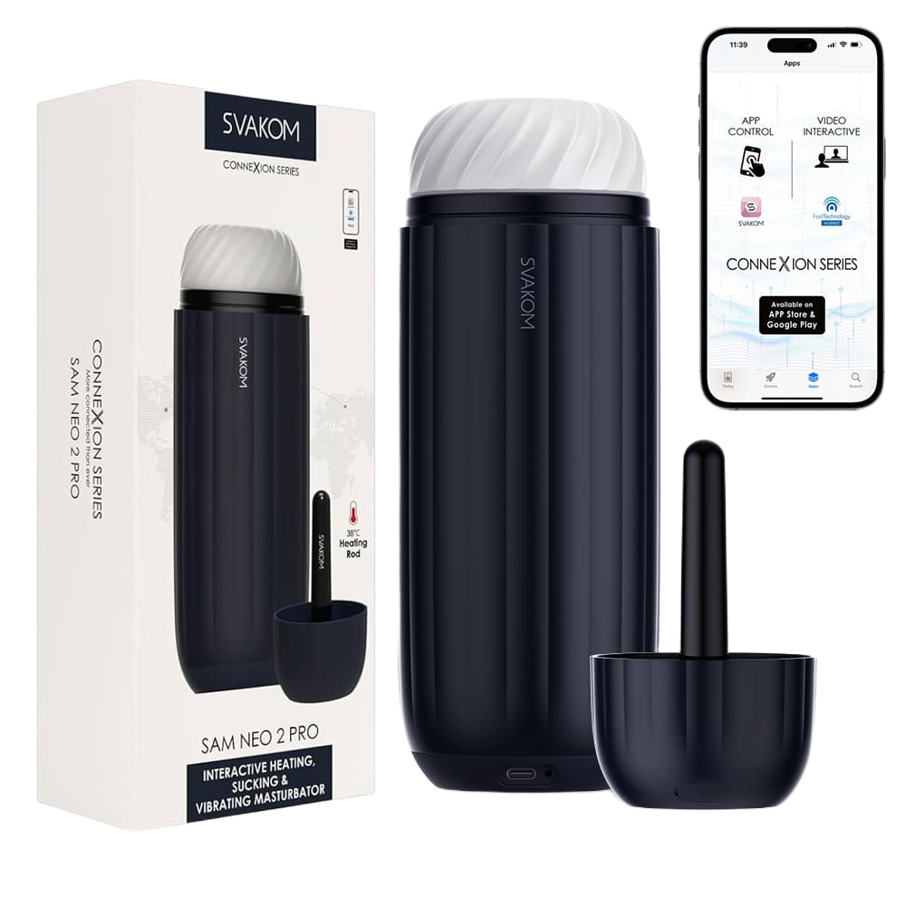 Máy thủ dâm nam rung mút có sưởi ấm kết nối App Svakom Sam Neo 2 Pro