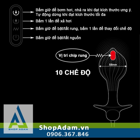 Trứng rung hậu môn Wild One Nhật Bản bơm hơi tự động cao cấp