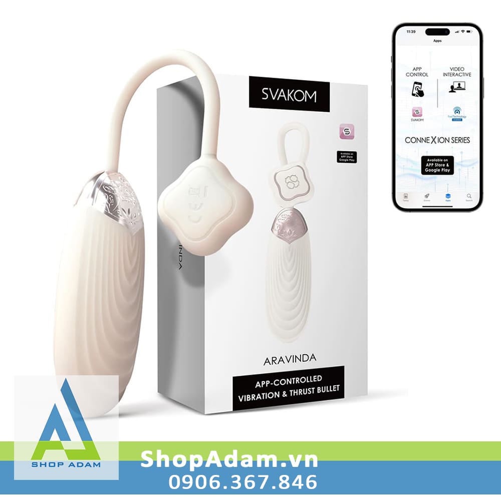 Trứng rung Svakom Aravinda điều khiển qua app thụt tự động, siêu phê