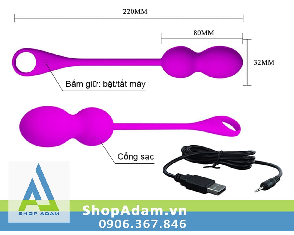 Bóng tập Kegel Pretty Love Elvira rung App silicon y tế an toàn ngừa lỏng