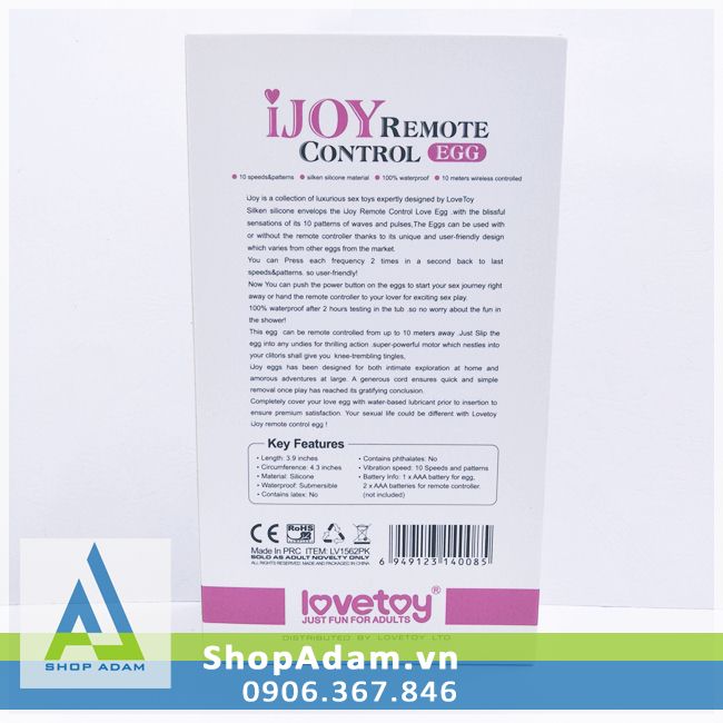 Trứng rung tình yêu LoveToy iJoy Mỹ silicon cao cấp mềm mại dạng giọt lệ