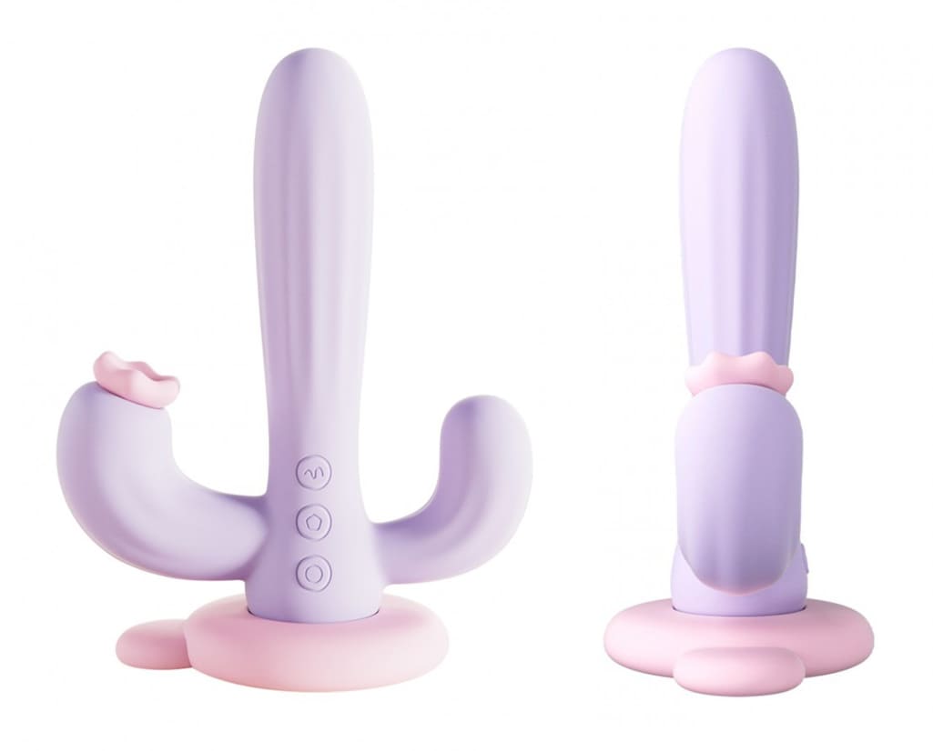 Dương vật giả 3 nhánh xương rồng Svakom Bernice rung hút mạnh mẽ cao cấp