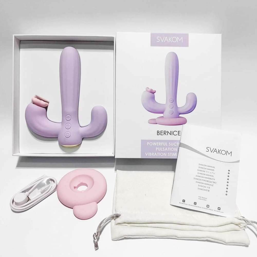 Dương vật giả 3 nhánh xương rồng Svakom Bernice rung hút mạnh mẽ cao cấp