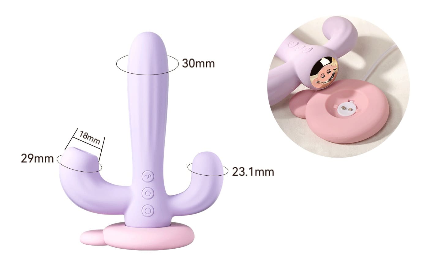 Dương vật giả 3 nhánh xương rồng Svakom Bernice rung hút mạnh mẽ cao cấp