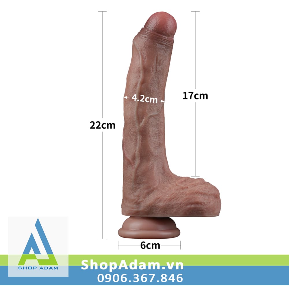 Dương vật giả silicon hai lớp Lovetoy Nature Cock 8.5 inch hít tường chân thật dễ dùng