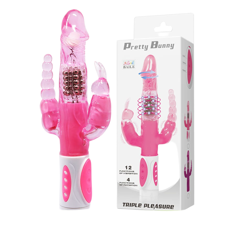 Dương vật giả 3 nhánh rung ngoáy thụt Baile Pretty Bunny