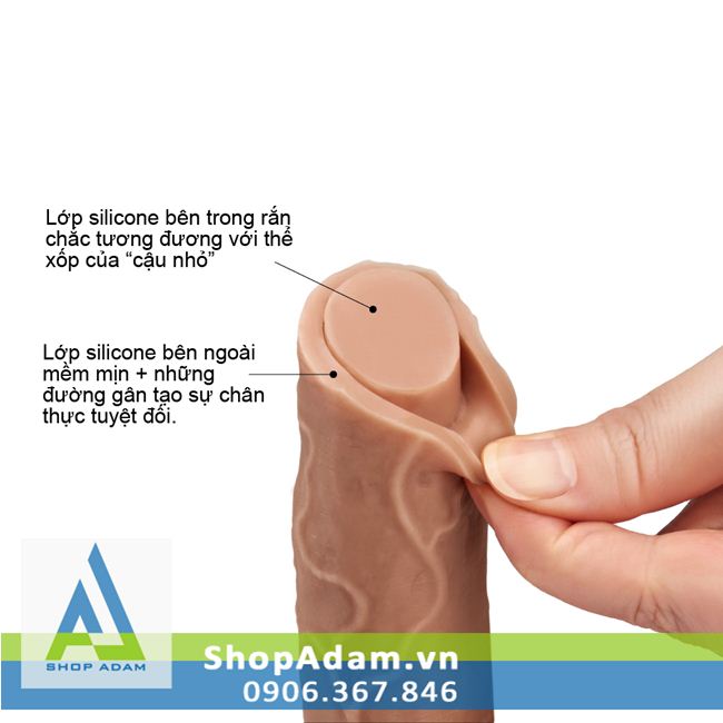Dương vật silicon 2 lớp gắn tường Lovetoy