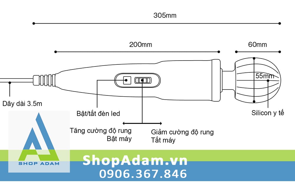 Chày rung Wild One Kurodenma Nhật Bản siêu mạnh cao cấp kích thích Chày rung Wild One Kurodenma Nhật Bản siêu mạnh cao cấp kích thích