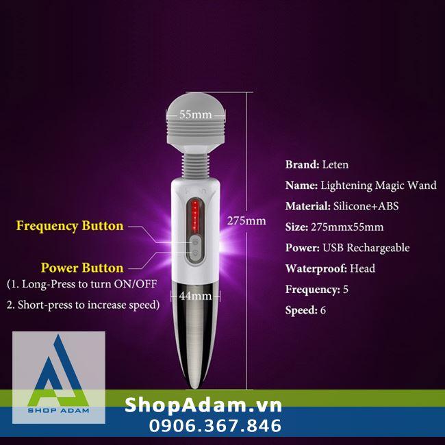 Leten Lightning chày rung sạc pin cao cấp, mạnh mẽ, bền bỉ