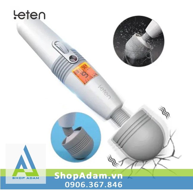 Chày massage Leten Lightning AV sưởi ấm, màn hình LCD, điểm G