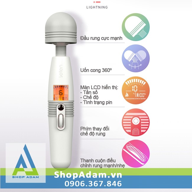 Chày massage điểm G sưởi ấm LCD Leten Lightning, trải nghiệm cực phê