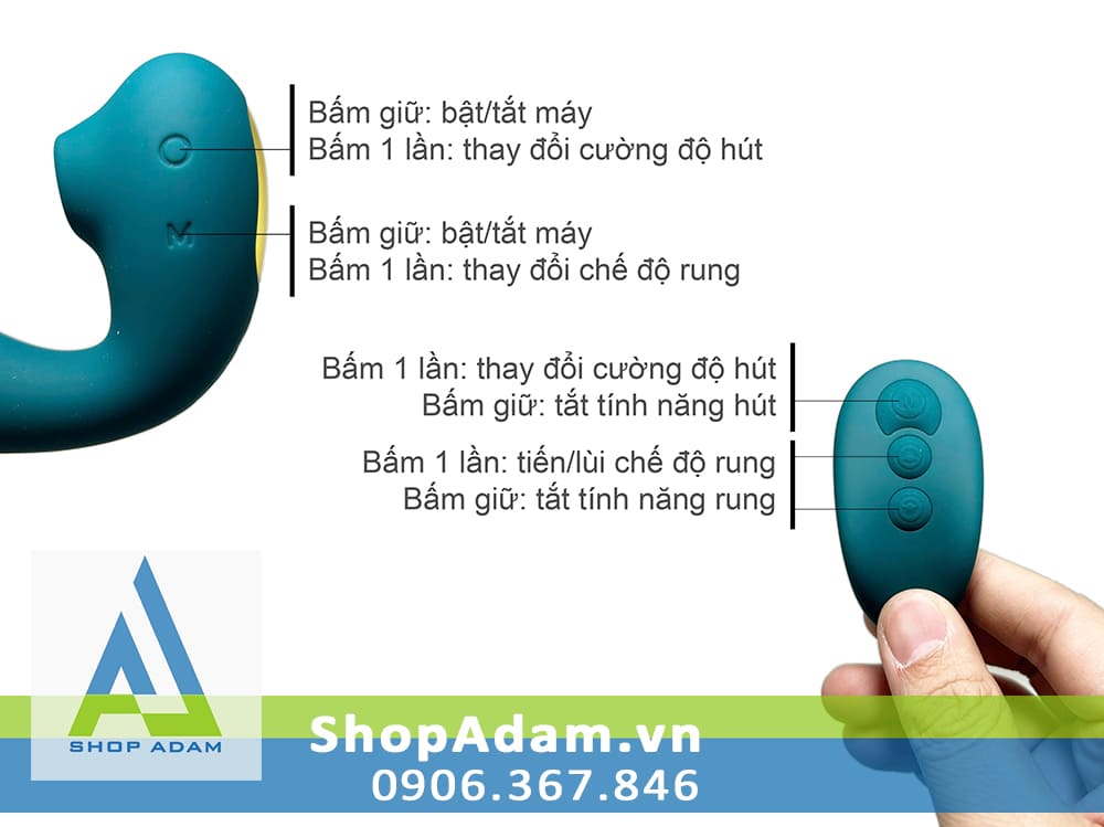 Máy rung bú mút Zemalia Tara điều khiển xa cực phê