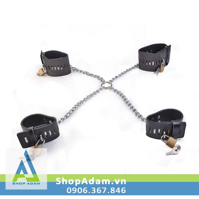 Khoá tay chân xích nối da mềm thép không rỉ an toàn cho đôi