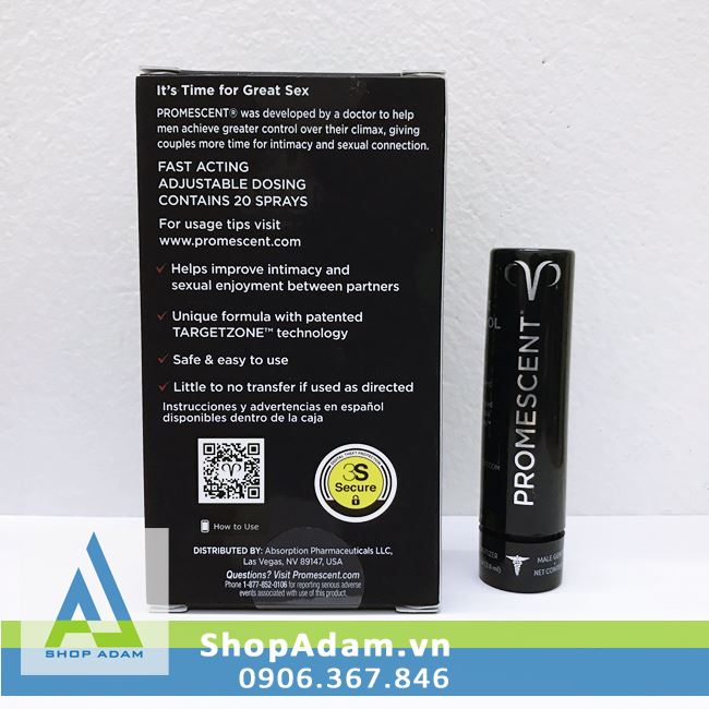 Chai xịt chống xuất tinh sớm Promescent Delay Spray USA 2.6ml hiệu quả cao
