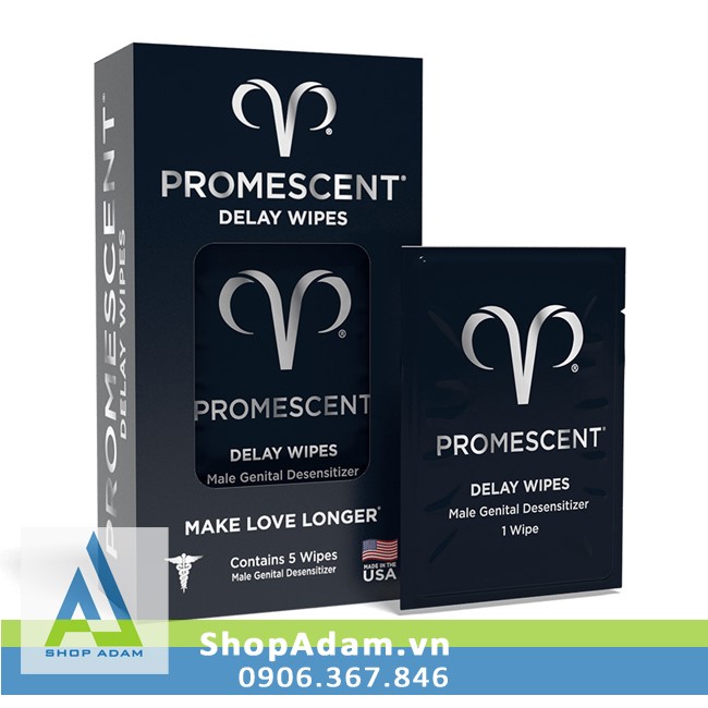 Khăn lau kéo dài thời gian nam Promescent Delay Wipes nhỏ gọn tiện lợi 