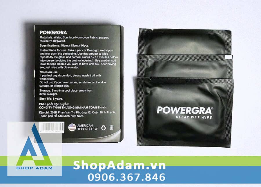 Powergra Delay Wet Wipes khăn ướt tăng cường kéo dài quan hệ H10