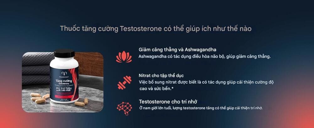 Viên uống Testosterone Booster Promescent tăng sinh lý nam hiệu quả