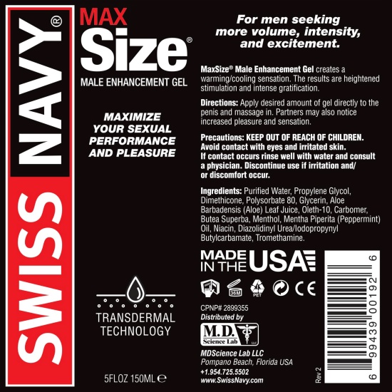 Swiss Navy Max Size kem bôi cương dương kéo dài quan hệ an toàn hiệu quả