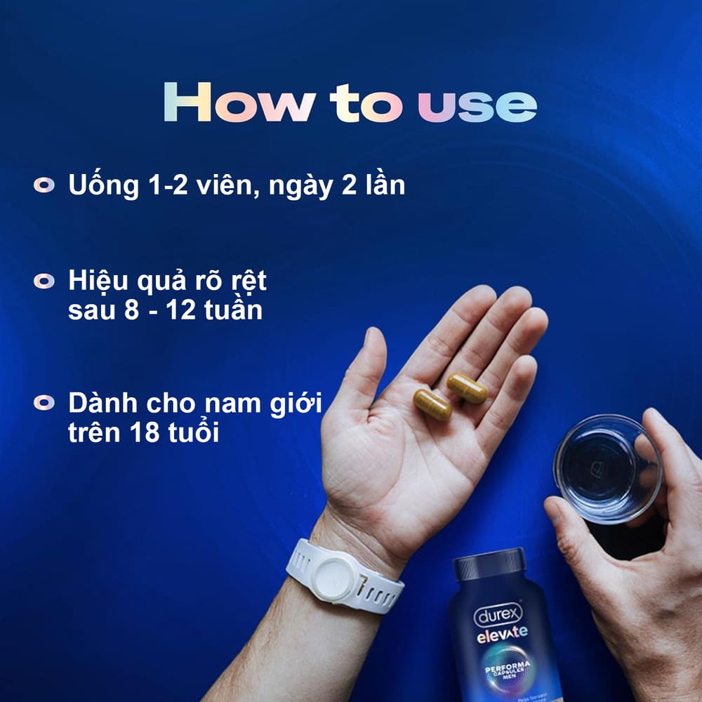Viên Uống Tăng Cường Sinh Lý Nam Durex Elevate 30 Viên Chính Hãng