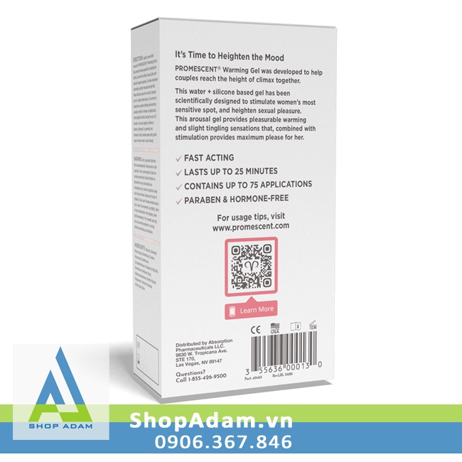 Gel Promescent Ấm Kích Thích Âm Đạo Cao Cấp Hỗ Trợ Sung Sướng