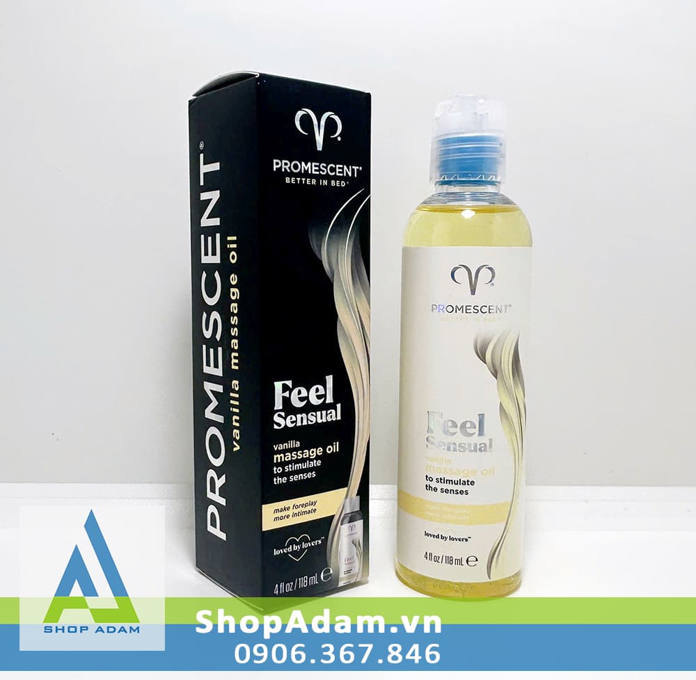 Dầu mát xa ấm nóng hương vani Promescent tăng khoái cảm an toàn