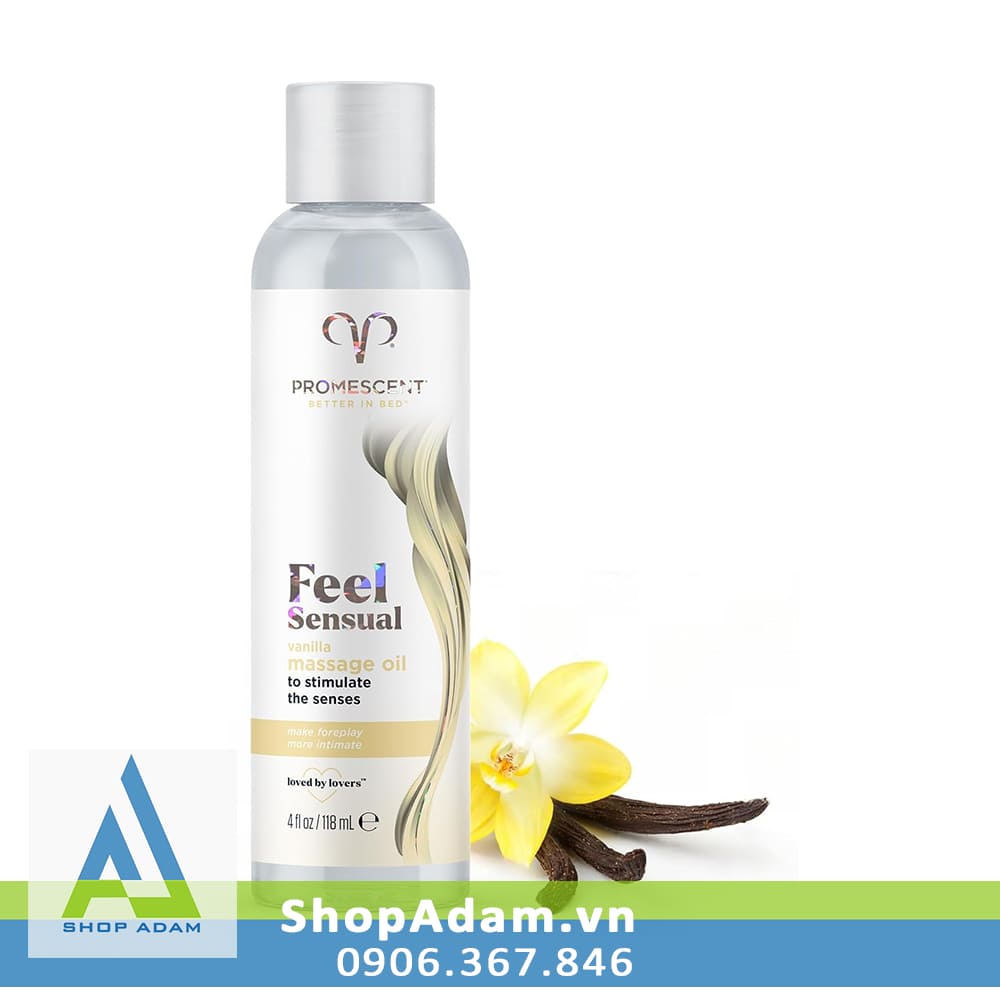 Dầu mát xa ấm nóng hương vani Promescent tăng khoái cảm an toàn
