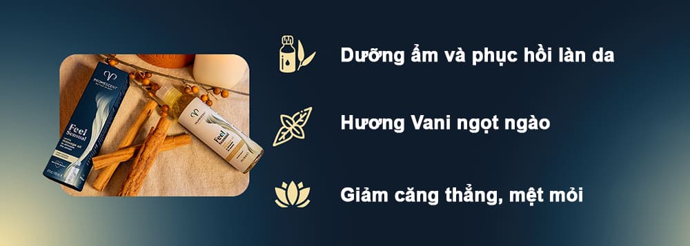 Dầu mát xa ấm nóng hương vani Promescent tăng khoái cảm an toàn