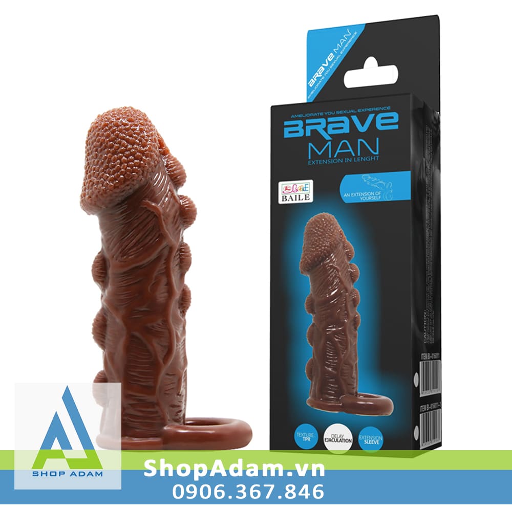 Bao Cao Su Đôn Dên Quai Đeo Tăng 3cm Đầu Gà Brave Man Bao Cao Su Đôn Dên Quai Đeo Tăng 3cm Đầu Gà Brave Man