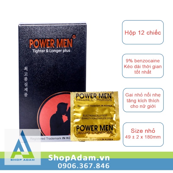 Power Men Small Size Ribbed Condom Long Lasting Delay 49mm