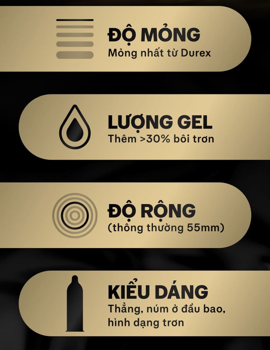 Thông tin Bao cao su durex 0.01 siêu mỏng size lớn 55mm - 3 chiếc có tốt không? Thông tin Bao cao su durex 0.01 siêu mỏng size lớn 55mm - 3 chiếc có tốt không?