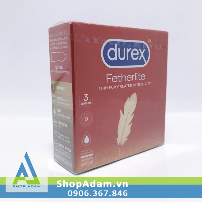 Bao cao su Durex đỏ lông gà Fetherlite siêu mỏng cảm giác thật
