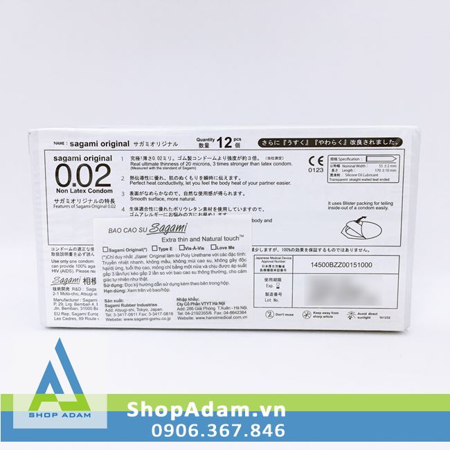 Sagami Original 0.02 Bcs Siêu Mỏng Size Lớn 55mm An Toàn