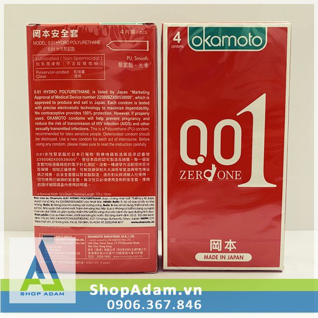 Okamoto 0.01 Zero One siêu mỏng bảo vệ an toàn tăng khoái cảm