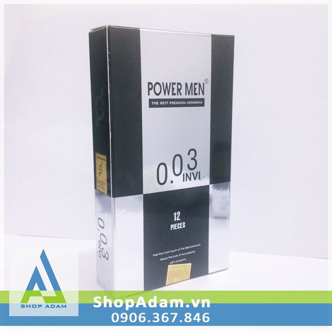 Bao Cao Su Siêu Mỏng Power Men 0.03 Invi Hàn Quốc Gel Bôi Trơn 