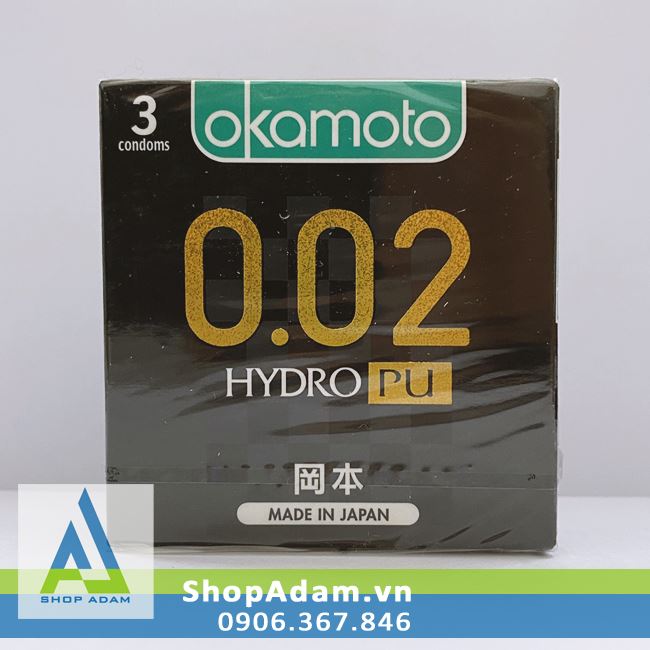 Bao cao su Okamoto 0.02 Hydro PU siêu mỏng Nhật Bản an toàn 