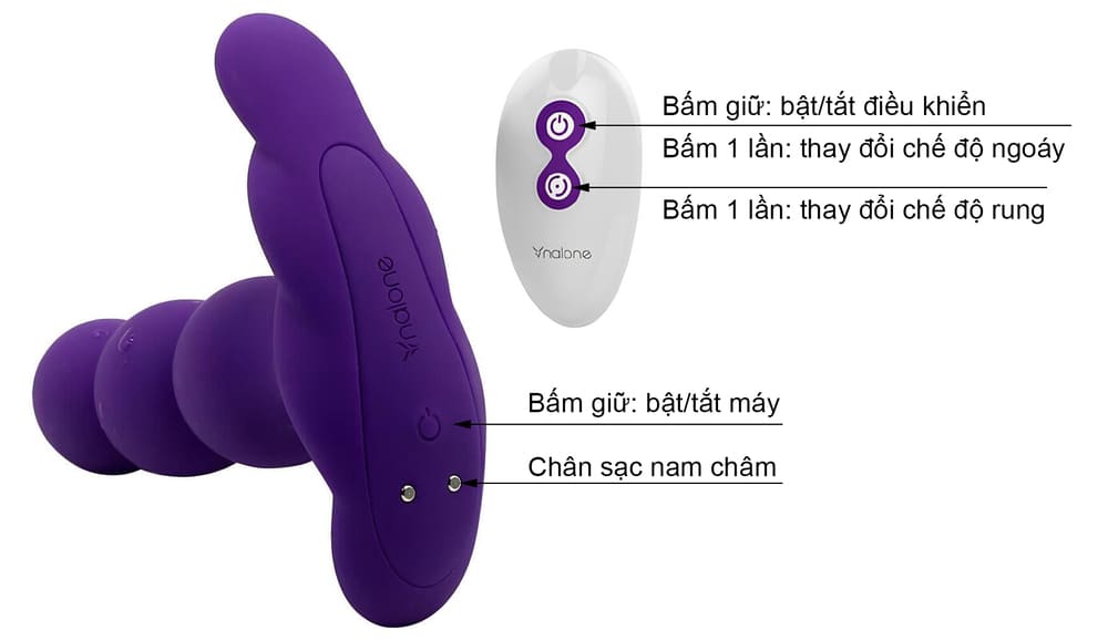 Máy matxa hậu môn điều khiển từ xa Nalone Pearl rung ngoáy siêu đỉnh